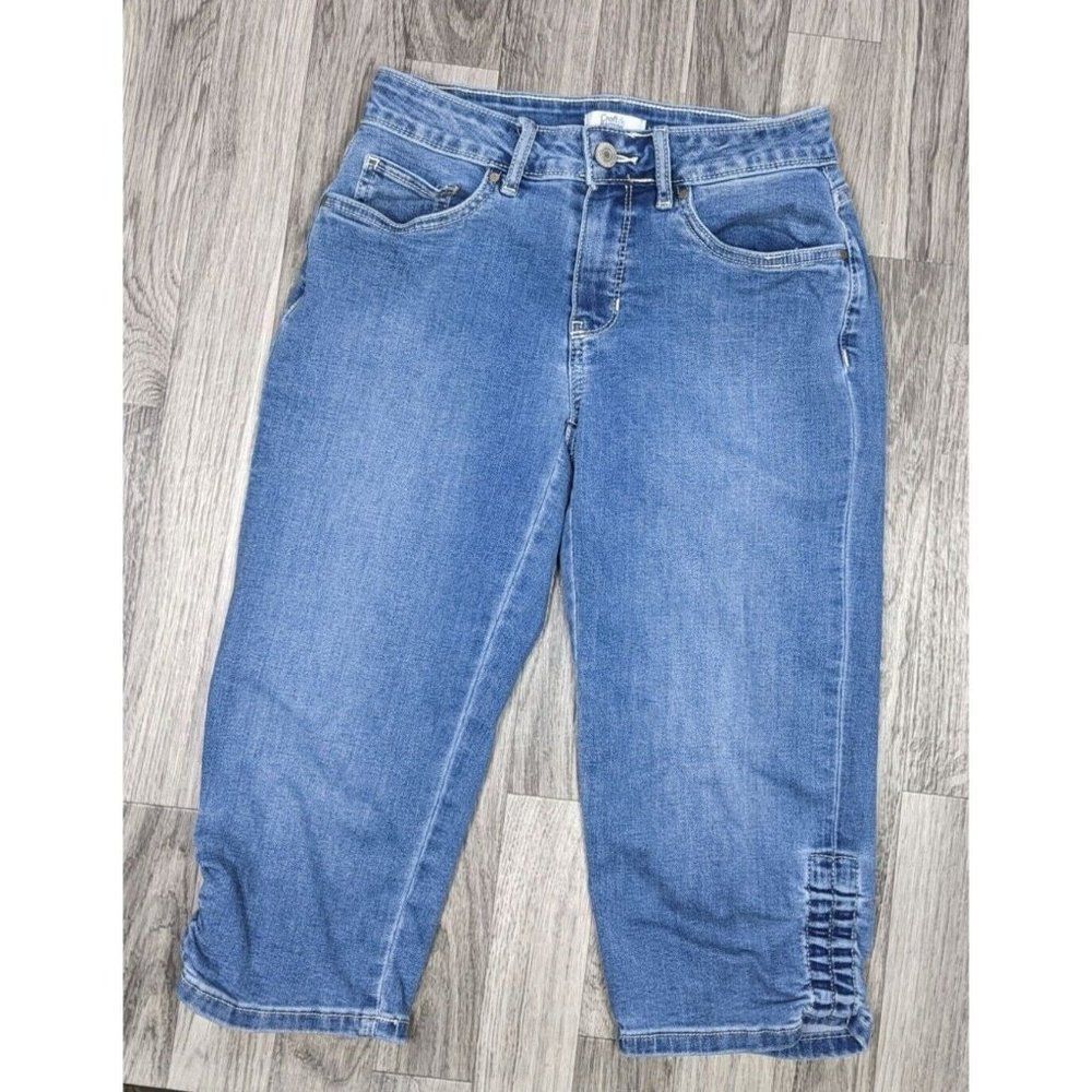 (3/$35) Croft & Barrow Womens Size 0 Pockets Stretch Denim Blue Jean Capris